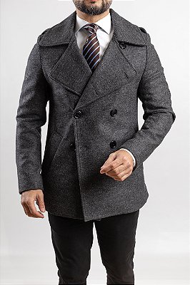 Casaco de Lã Peacoat Cinza