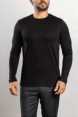Camiseta Arm Design Manga Longa Preto