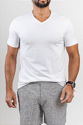 Camiseta Gola V Branca
