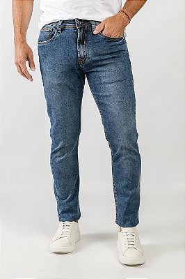 Calça Jeans Slim Lavagem Média