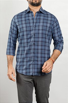 Camisa Arm Collar Marinho Xadrez Azul