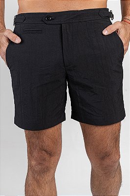 Short de Banho Preto com Fivela