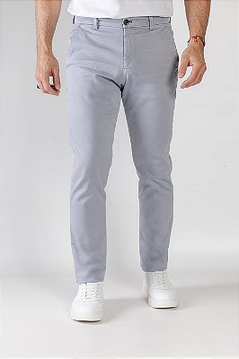 Calça de Sarja Slim Cinza Claro