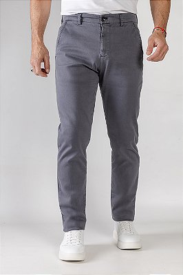 Calça de Sarja Slim Cinza Escuro