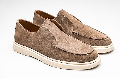 Sapato Casual Slip On Camurça Bege