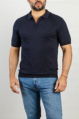 Camiseta Garda Polo Zíper Marinho