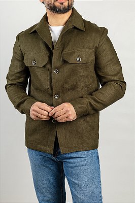 Overshirt de Linho Oliva