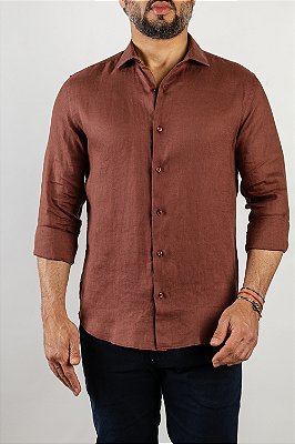 Camisa Verano Linho Mocca