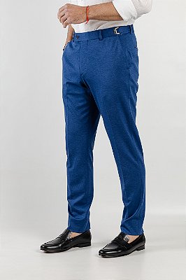 Calça Alfaiataria Azul com Fivela