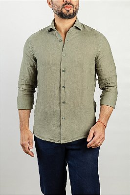 Camisa Verano Linho Verde Oliva