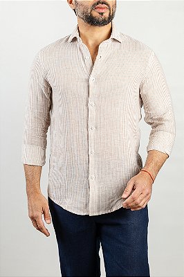 Camisa Verano Linho Branca Listra Fendi