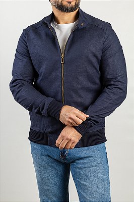 Jaqueta Bomber Verano Linho Marinho