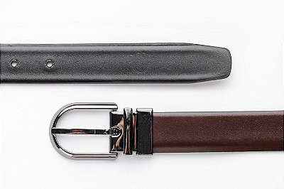 Cinto Dupla Face Couro Preto e Café