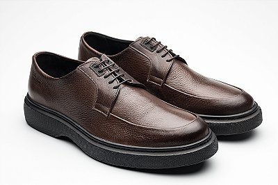 Sapato Derby de Couro Café