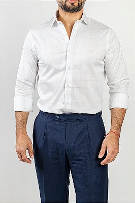 Camisa Arm Collar Window Pane Azul