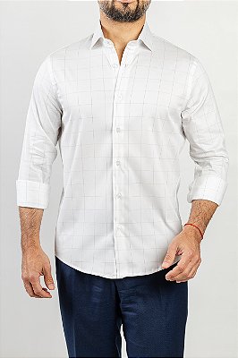 Camisa Arm Collar Window Pane Café