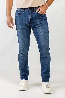 Calça Jeans Slim Lavagem Escura