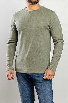 Camiseta Manga Longa Lã Oliva