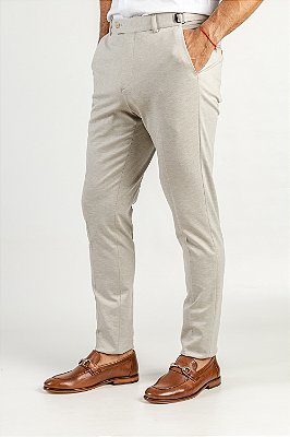 Calça Fivela Bege Acinzentado com Fivela