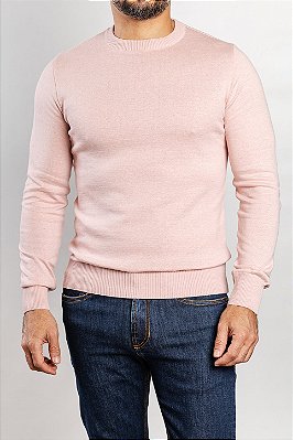 Tricot Gola Redonda Rosa Claro