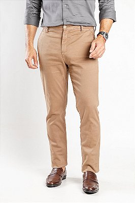 Calça de Sarja Slim Khaki