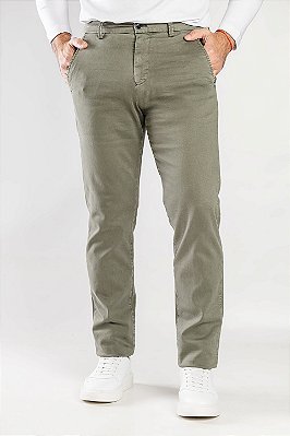 Calça de Sarja Slim Verde Oliva