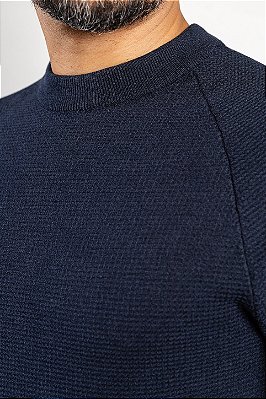 Tricot Texturizado Gola Mid Marinho