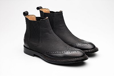 Bota Chelsea Brogue Preto