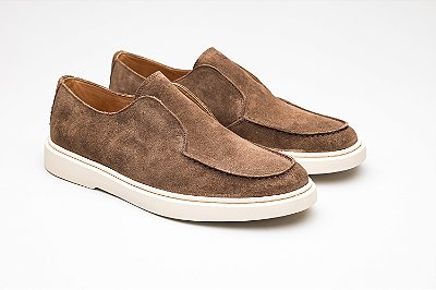 Sapato Derby Slip On Casual Bege