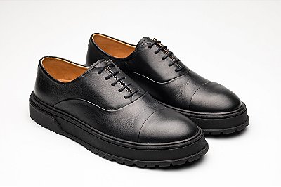 Sapato Oxford Casual Couro Preto