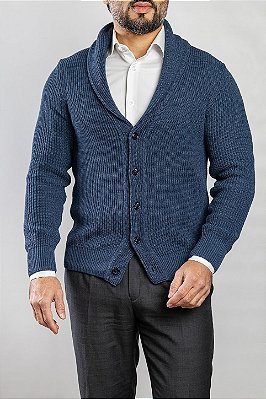 Cardigan de Tricot Azul Jeans