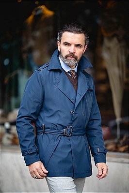 Trench Coat de Nylon Marinho