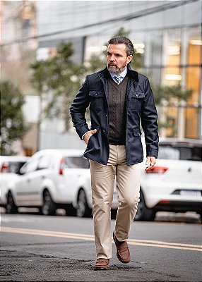 Parka de Lã Marinho