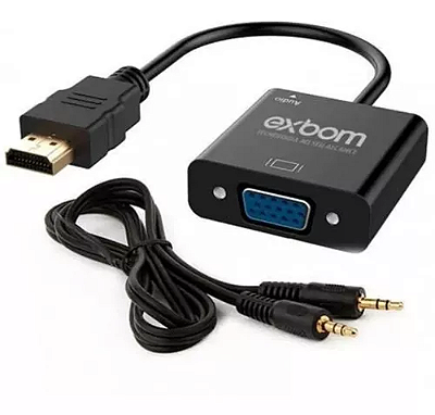 Cabo Adaptador HDMI p/ VGA com Saída de Áudio P2 - Exbom