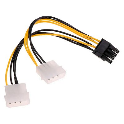 Cabo Adaptador 8 Pinos (6pin + 2pin) Molex Duplo (Ide) P/ Placa De Vídeo Pci Express
