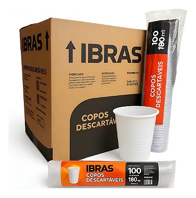 Copo Descartável Ps Branco 180ml 25 Pacotes Com 100 Un (2.500 Un) - Ibras