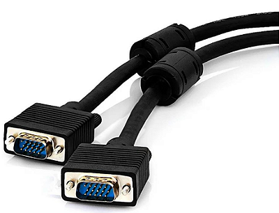 CABO DE VÍDEO VGA BLINDADO PARA MONITOR/PROJETOR VGA MACHO 15PIN X VGA MACHO 15PIN ANTI-INTERFERÊNCIA C/ FILTRO 1,8M PRETO - TETON