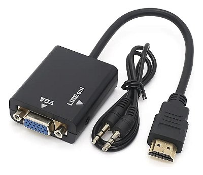CABO ADAPTADOR CONVERSOR HDMI PARA VGA COM SAIDA DE AUDIO P2 - LEHMOX