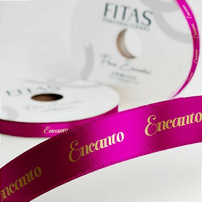 Fita de Cetim Personalizada (Impressão Dourado) - 50m