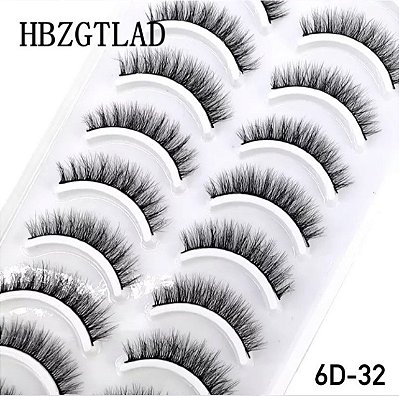 Cartela de cílios 10 pares - Modelo 6D32