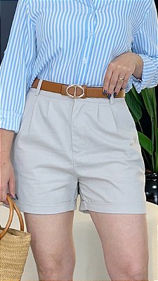Shorts em linho barra virada - 1329