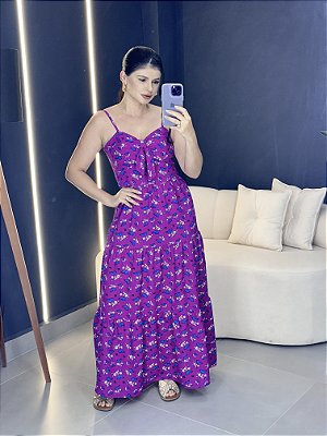 Vestido longo estampa borboletas - 223