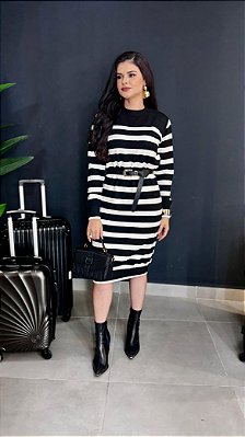 Vestido em linha listrado - 7014