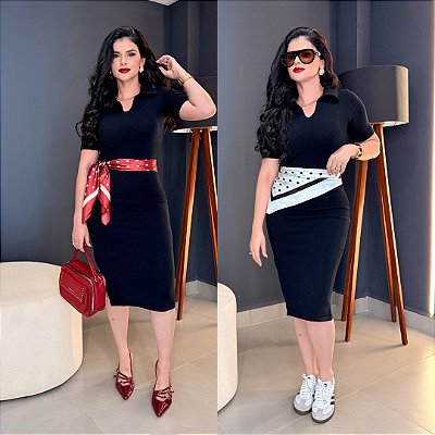 Vestido tricô polo