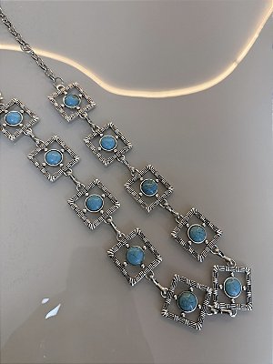 Cinto quadrado c/ pedra azul - 33-12