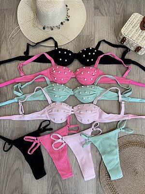 Biquíni canelado c/ pérolas - 2025-38