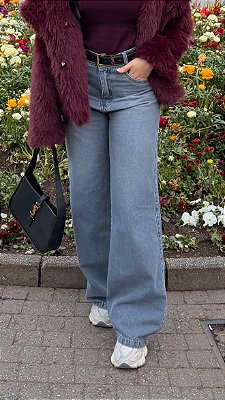 Calça jeans cinza wide leg - 061