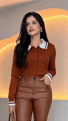 Casaco/sueter em linha c/ gola - 3290