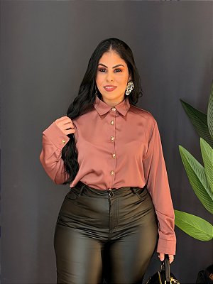 Blusa plus seda manga longa - 8058