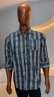 Camisa xadrez unissex (Cinza/branco)